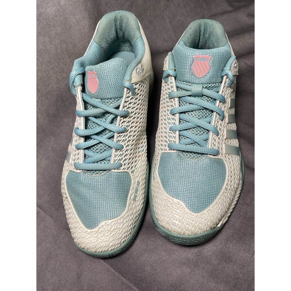 K-Swiss Pickleball Shoes White Teal Light Blue Lightweight Cushion Sneaker Sz 9 - Picture 4 of 10